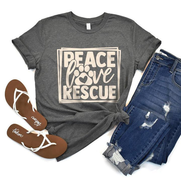 Peace Love Rescue Stamp Premium T-Shirt Dark Heather