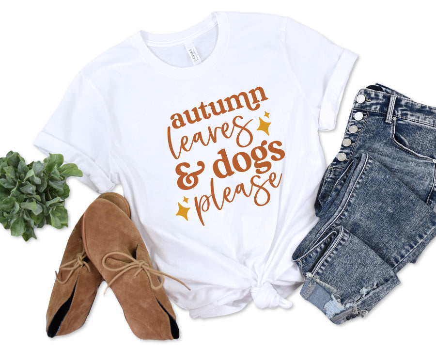 Autumn Leaves & Dogs Please Premium T-Shirt White