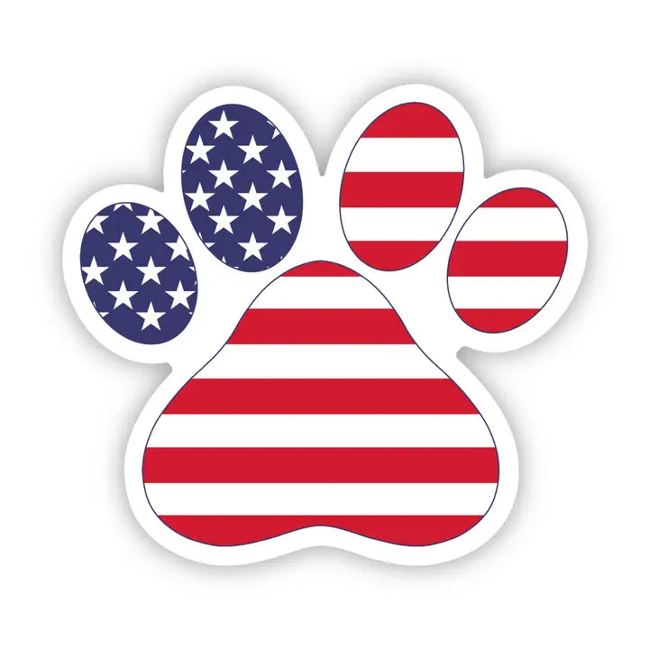 American Flag Paw Print Sticker