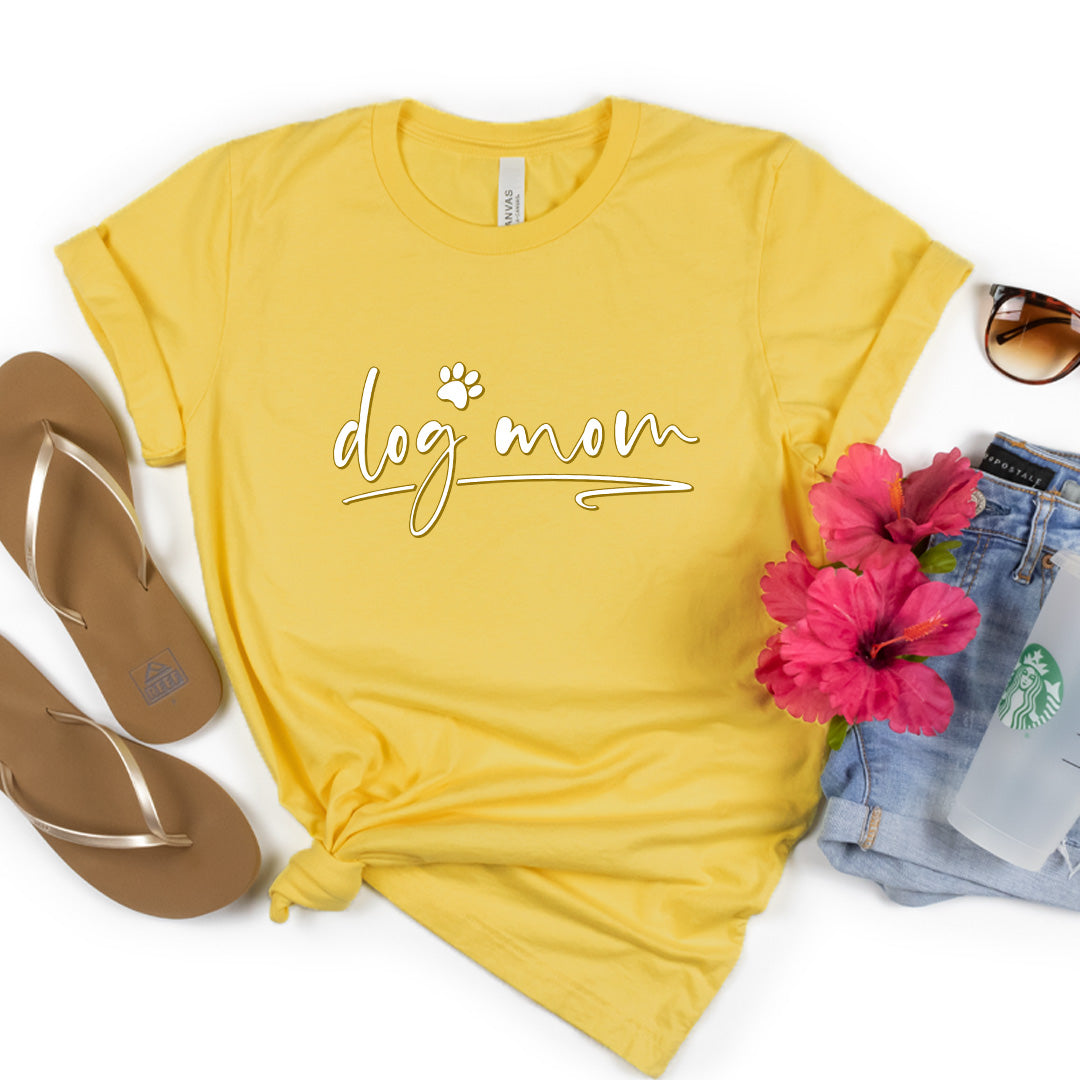 Handwritten Dog Mom Premium T-Shirt Yellow