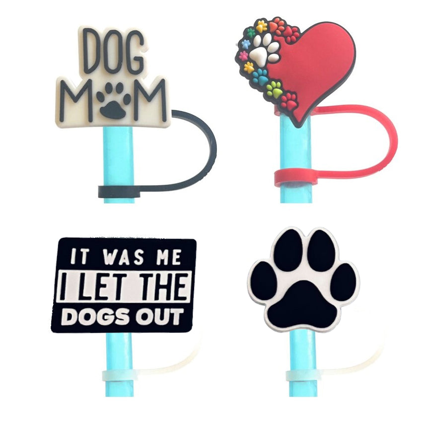 Dog Lover Silicone Straw Topper Bundle 1 - 4 pcs