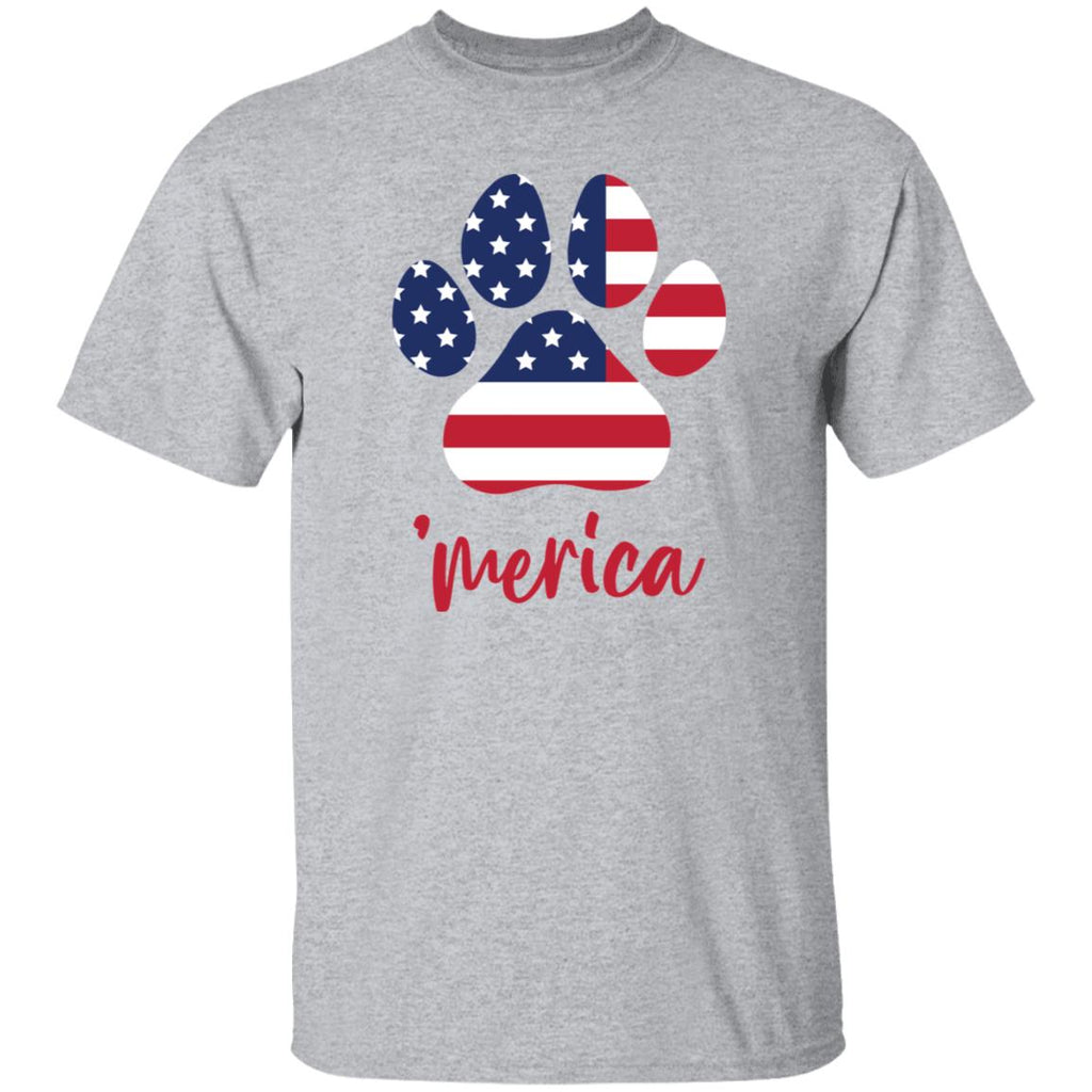 Paw Print 'Merica T-Shirt Sport Grey