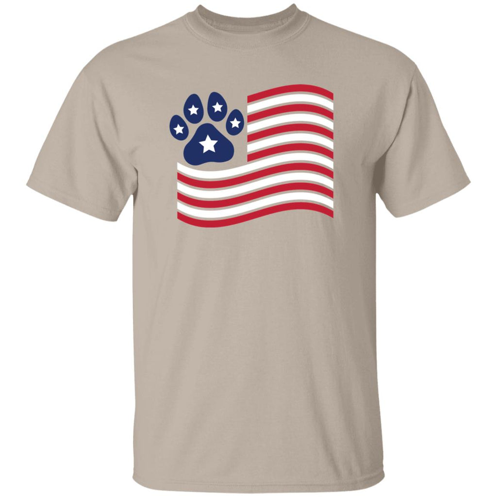 Paw Print American Flag V2 T-Shirt Sand