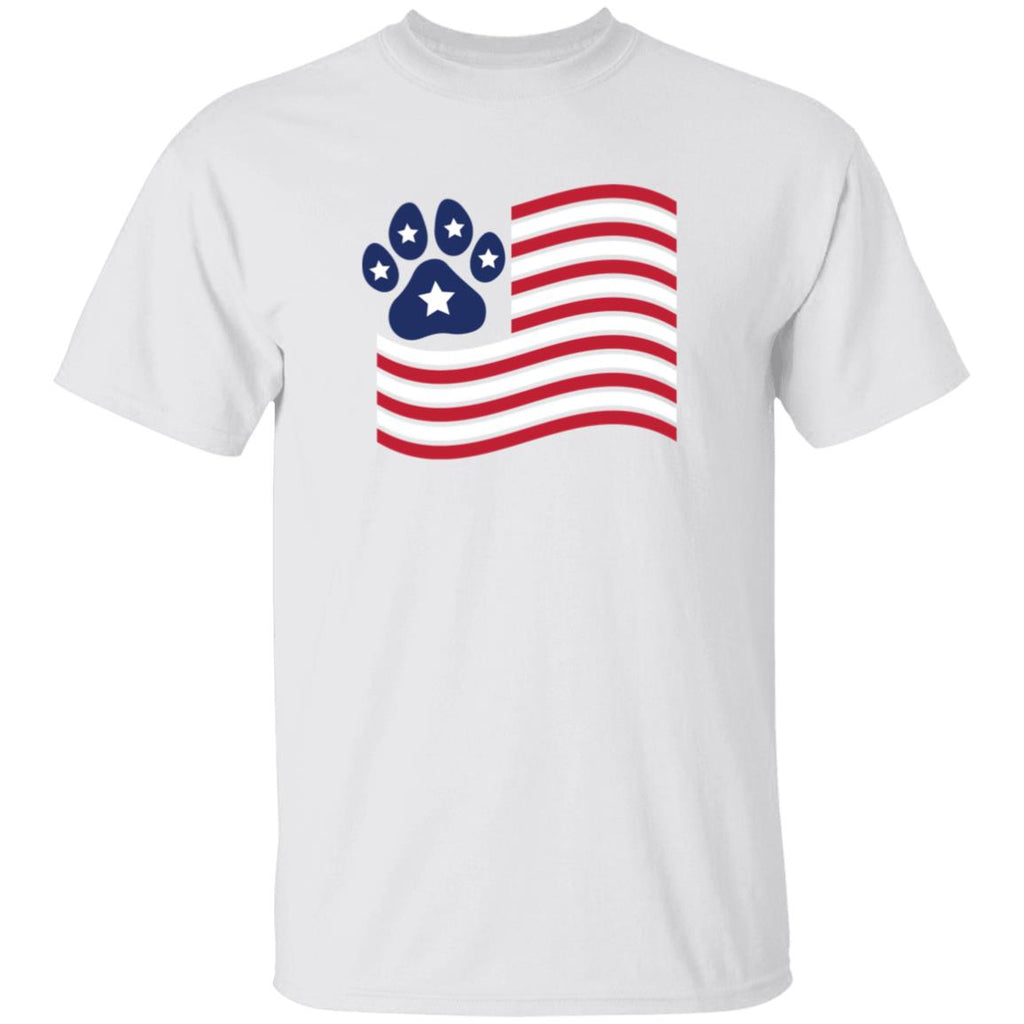 Paw Print American Flag V2 T-Shirt White