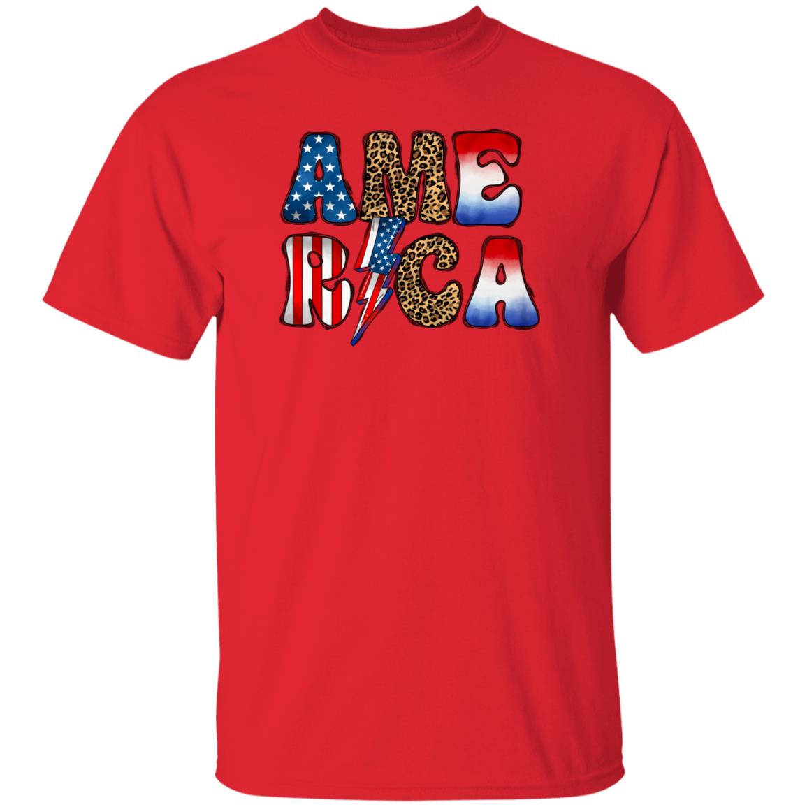 Leopard Print America T-Shirt Red