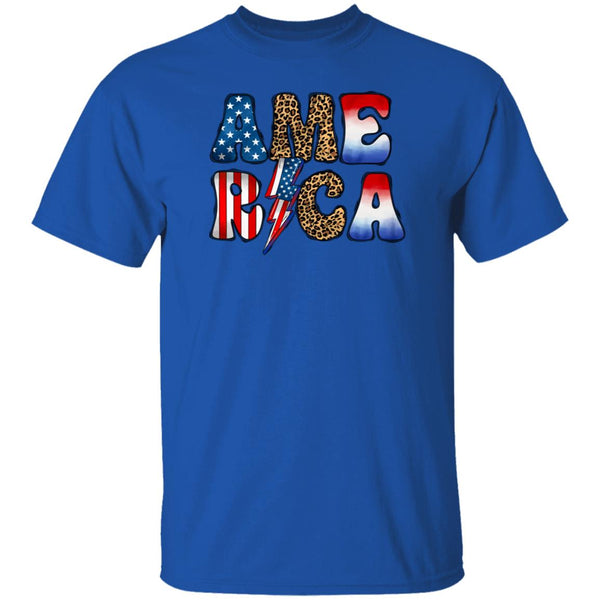 Leopard Print America T-Shirt Royal Blue