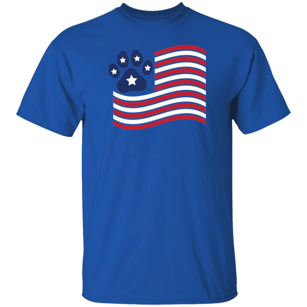 Paw Print American Flag V2 T-Shirt Royal Blue