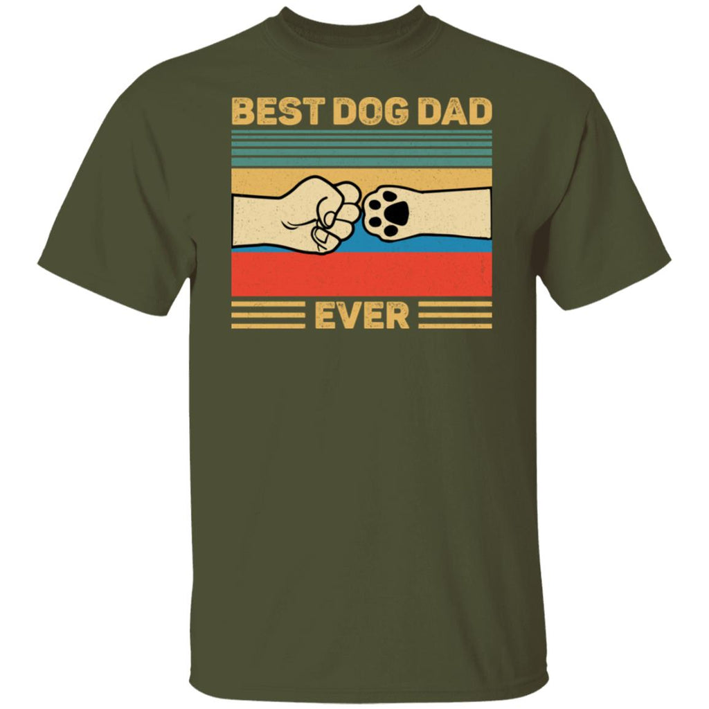 Best Dog Dad Ever Fist Paw Bump T-Shirt Military Green