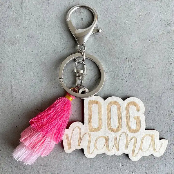 Dog Mom Keychain with Tassel