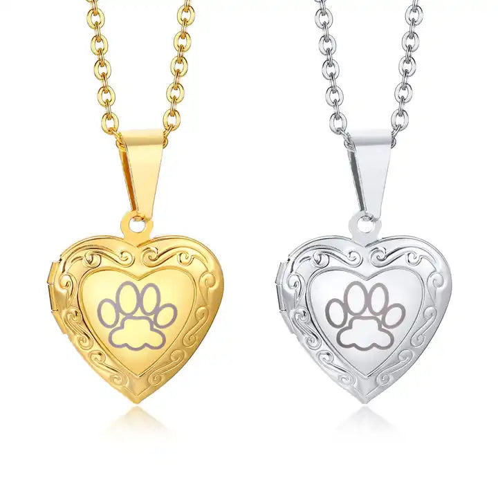 Dog paw locket clearance necklace