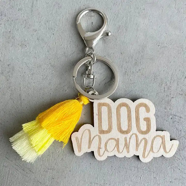 Dog Mom Keychain with Tassel