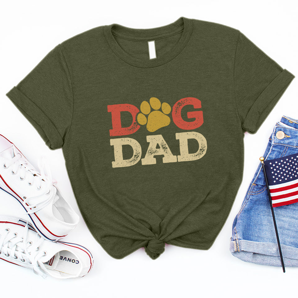 Gold Paw Dog Dad Premium T-Shirt Military Green