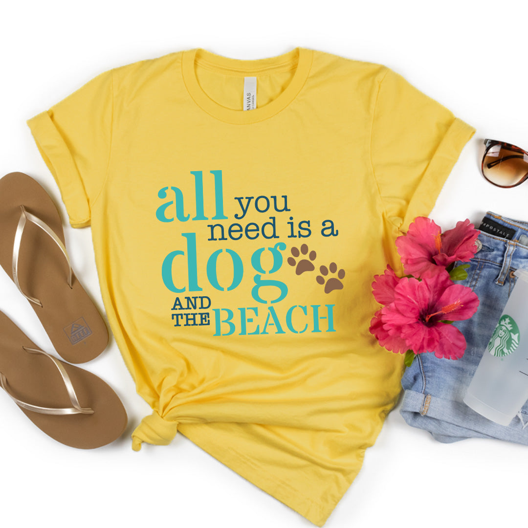 All You Need Is A Dog And The Beach Premium T-shirt Yellow