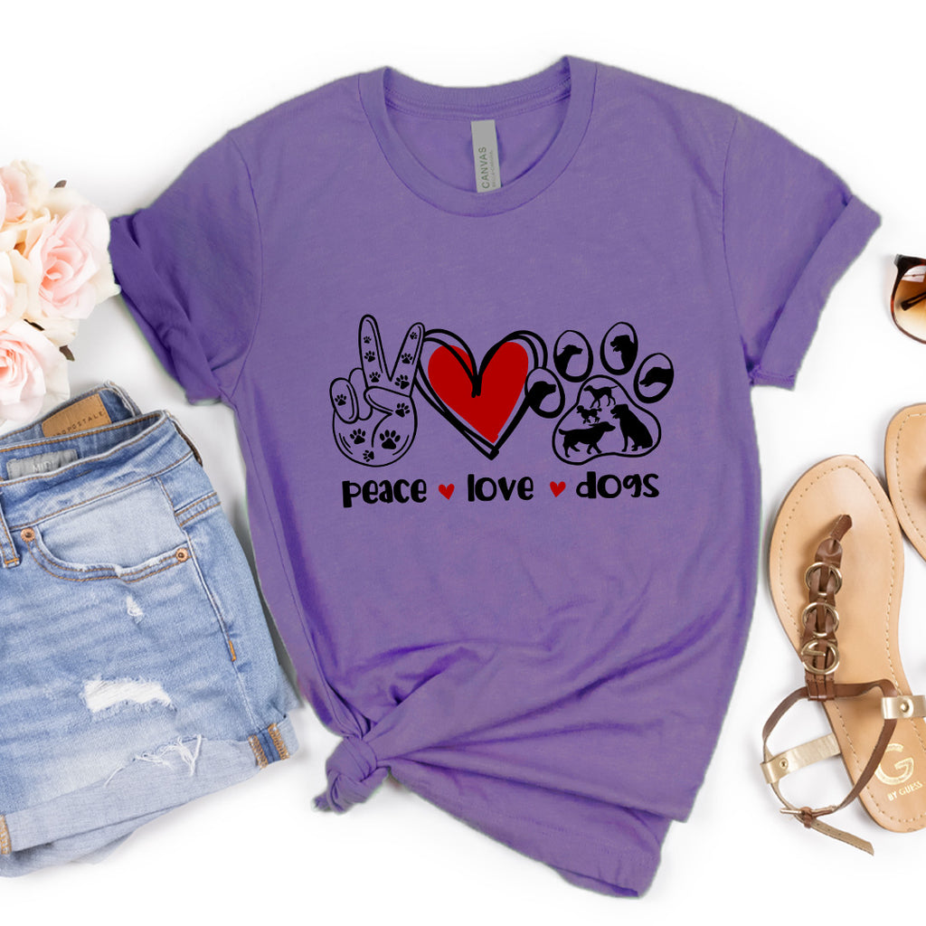 Peace Love Dogs V4 Premium T-Shirt Purple