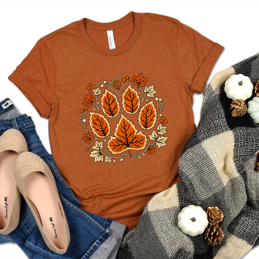 Fall Leaf Paw Print  Premium T-Shirt Texas Orange