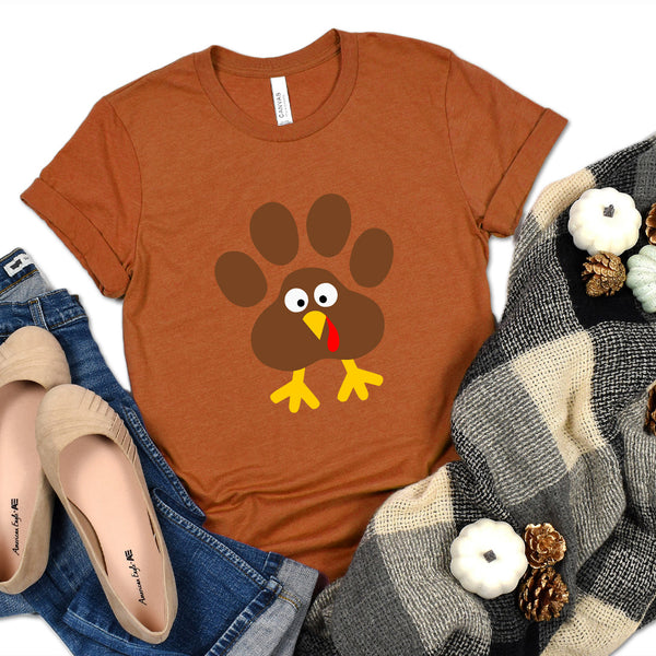 Thanksgiving Turkey Paw Premium T-Shirt Texas Orange