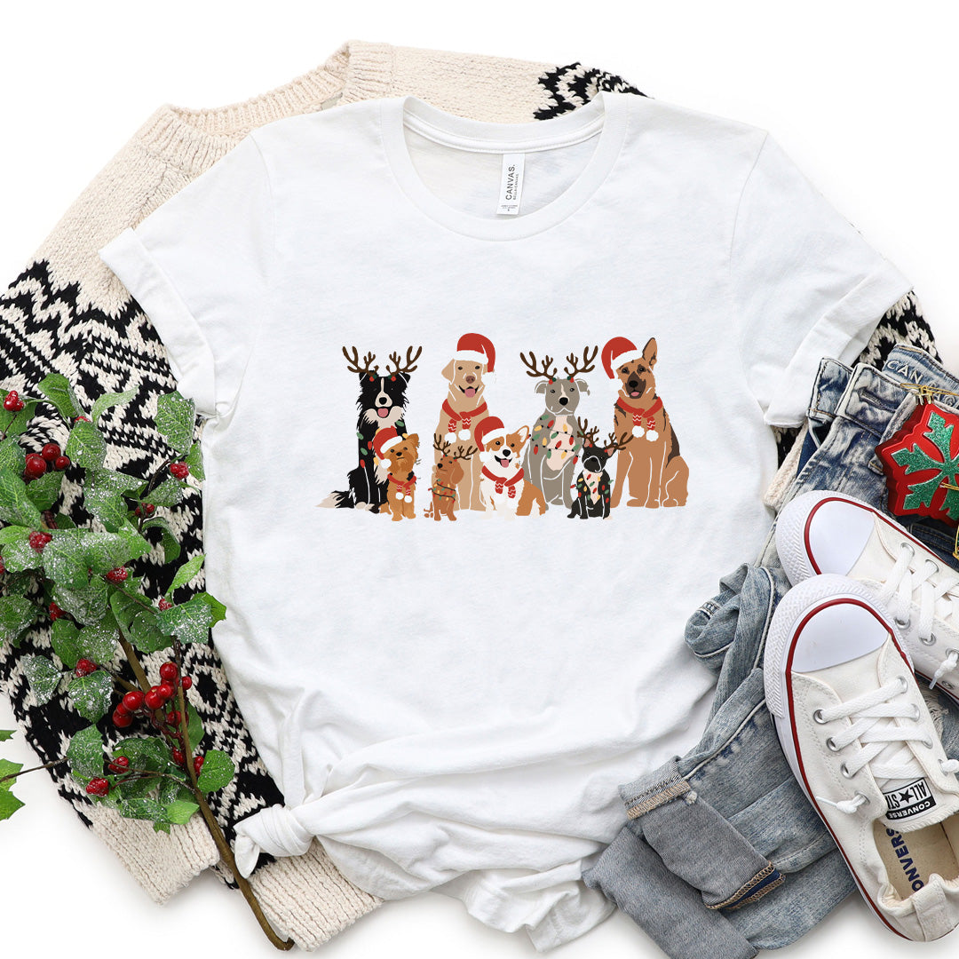 Dog Christmas Carolers Premium T-Shirt White