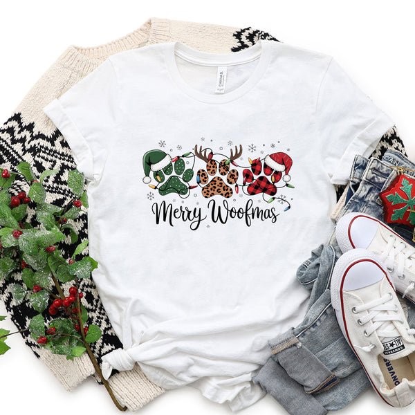 Merry Woofmas Paw Prints Premium T-Shirt White