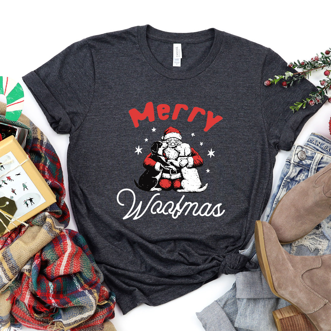 Merry Woofmas Premium T-Shirt Dark Heather Grey