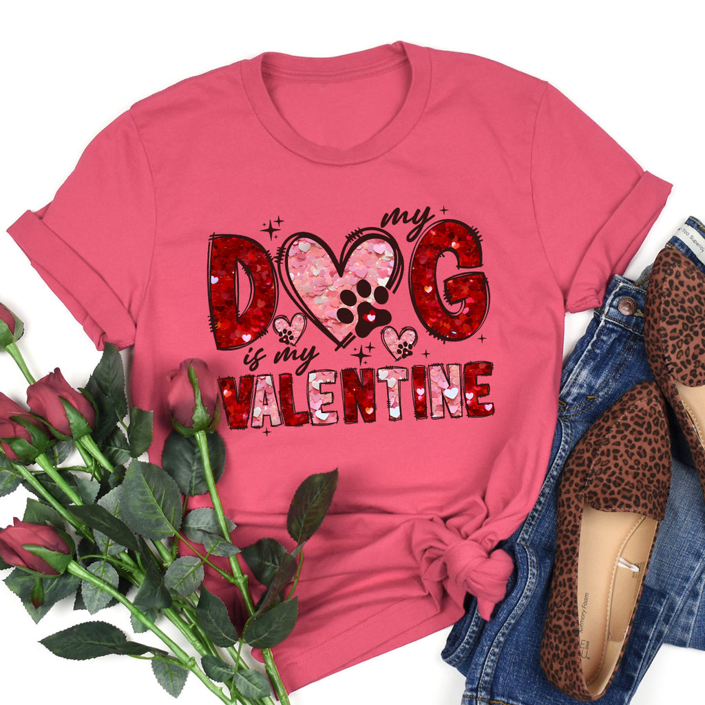 My Dog Is My Valentine Premium T-Shirt Dark Pink