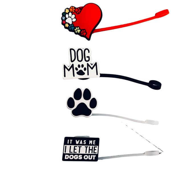 Dog Lover Silicone Straw Topper Bundle 1 - 4 pcs