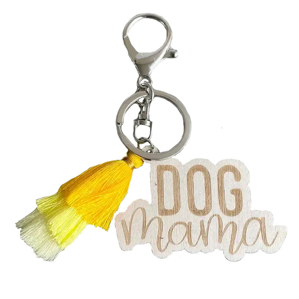 Dog Mom Keychain with Tassel