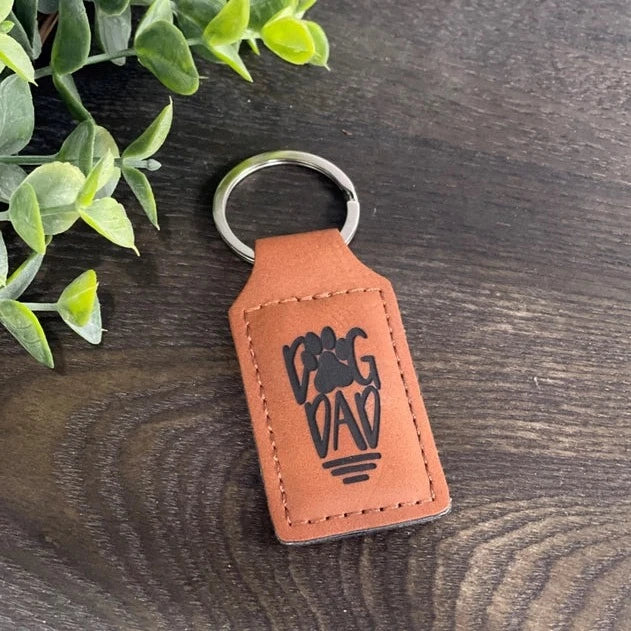 Dog Dad Premium Leather Keychain