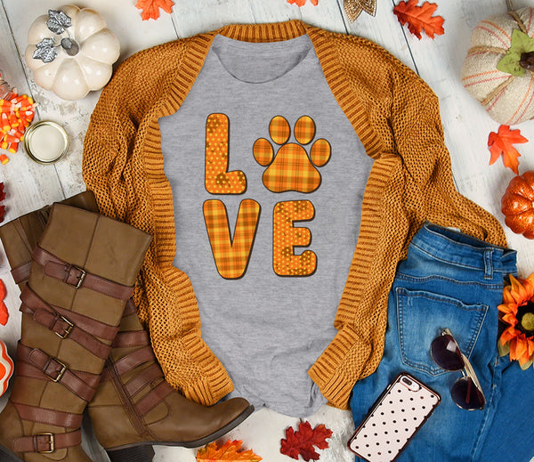 Love Paw Autumn Plaid Premium T-Shirt