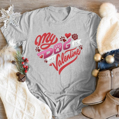 My Dog Is My Valentine Premium T-Shirt Grey